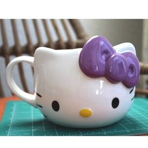 Sanrio Hello Kitty 20oz Sculpted Ceramic Mug Purple Bow Silver Buffalo 2024